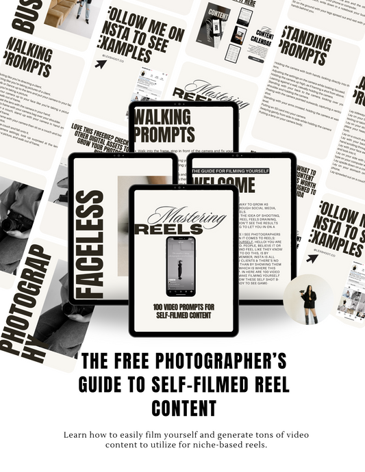 FREE GUIDE: 100 VIDEO PROMPTS FOR SELF-FILMED CONTENT (PHOTOGRAPHY EDITION)